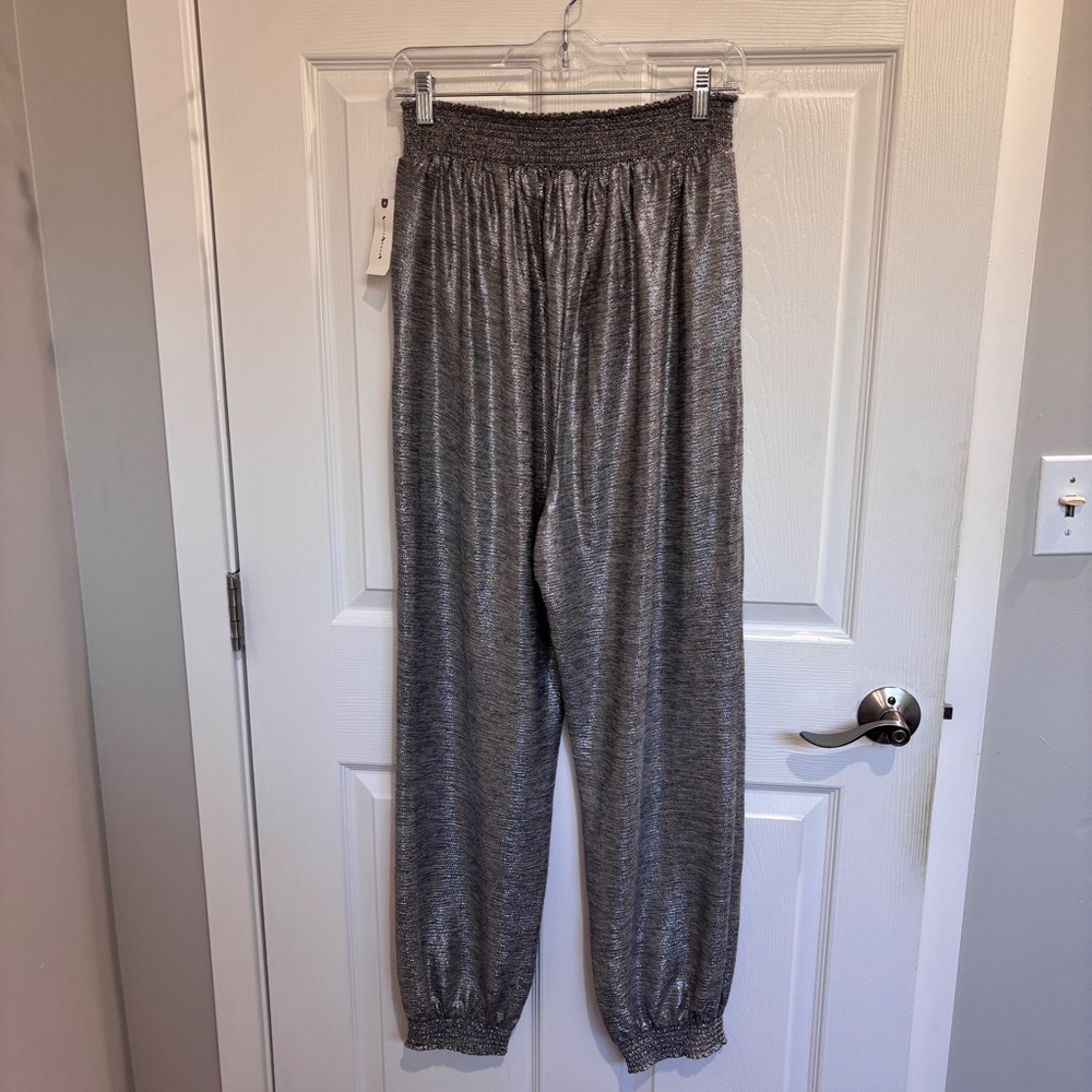 ANTHROPOLOGIE Melora Silver Metallic Joggers | Size small - Picture 5 of 7